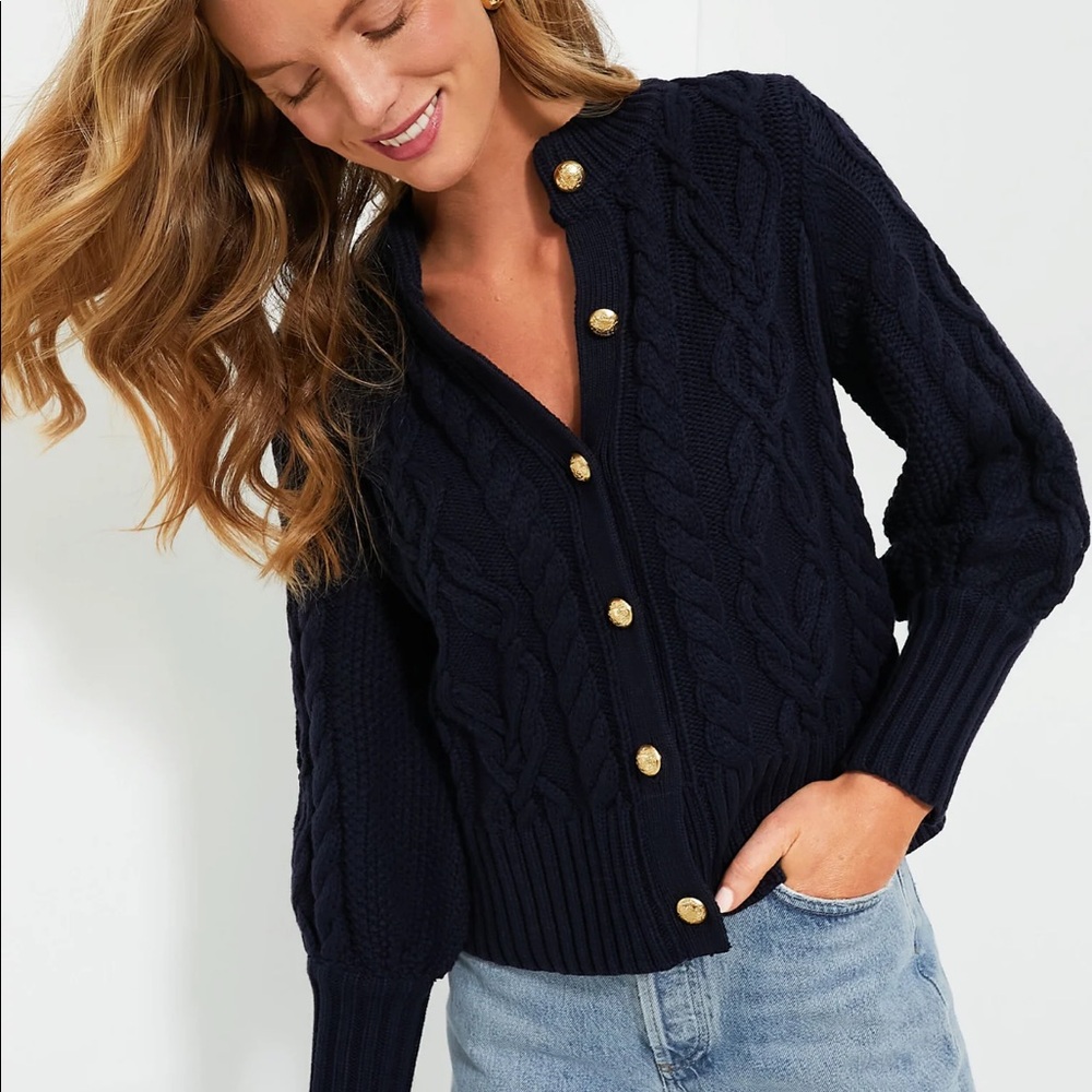 Navy Cotton Colette Cardigan S